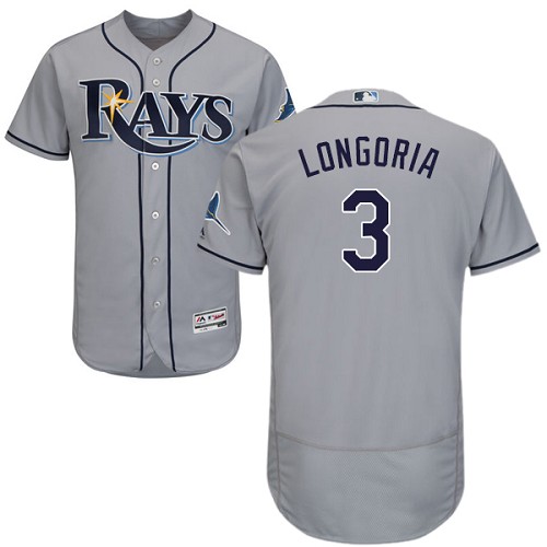 Rays #3 Evan Longoria Grey Flexbase Authentic Collection Stitched MLB Jersey